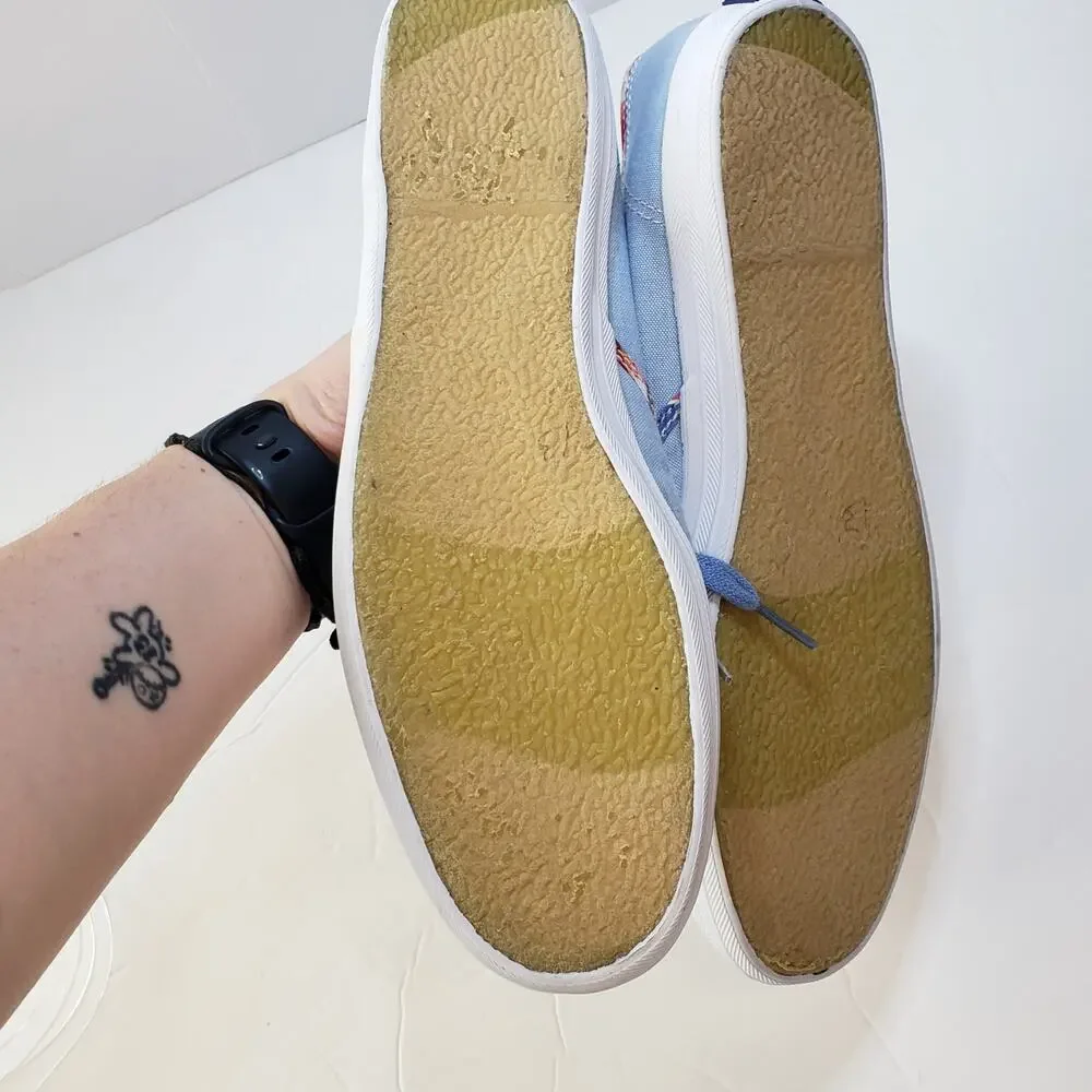 Keds Blue and Plaid Double Lace Canvas‎ Sneakers Shoes Women's 10 Summer Picnic